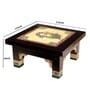Multicolour Teakwood Peacock Chowki