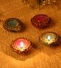Multicolour Terracotta (Set of 4) Diyas