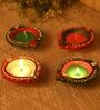 Multicolour Terracotta (Set of 4) Diyas
