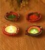 Multicolour Terracotta (Set of 4) Diyas