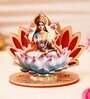 Maroon Wood Goddess Lakshmi Sitting on Lotus Flower Decorative Showpiece