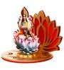 Maroon Wood Goddess Lakshmi Sitting on Lotus Flower Decorative Showpiece