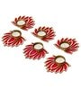 Pink Wood Golden & Pink Lotus Flower Decorative Tea Light Candle Holders (Set of 6)