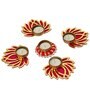 Maroon Wood Golden Pink Wooden Cut Out Lotus Flower Rangoli Tea Light Holders(Set of 5)