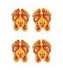 Yellow & Orange Wood Lakshmi Charan Paduka Stickers for Home Office Puja Ghar Temple (4Pcs)