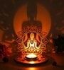 Wood Lord Buddha Lotus Shadow Tea Light Candle Holder