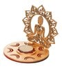 Wood Lord Buddha Lotus Shadow Tea Light Candle Holder