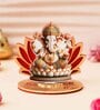 Maroon Wood Lord Ganesha Sitting on Lotus Flower Decorative Showpiece