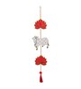 Maroon Wood Lotus, Cow, Beads, Tassel Decorative Hanging for Diwali Decor (Set of 10)