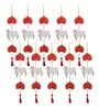 Maroon Wood Lotus, Cow, Beads, Tassel Decorative Hanging for Diwali Decor (Set of 10)