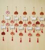 Maroon Wood Lotus, Cow, Beads, Tassel Decorative Hanging for Diwali Decor (Set of 10)