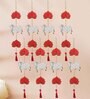 White & Pink Wood Lotus, Cow, Beads, Tassel Decorative Hanging for Diwali Decor (Set of 8)