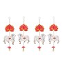Maroon Wood Lotus, Cow, Pink Tassel Style Shubh Labh Hanging for Diwali (Set of 2)