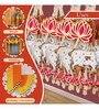 Maroon Wood Lotus, Cow, Pink Tassel Style Shubh Labh Hanging for Diwali (Set of 5)