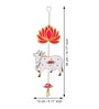 Maroon Wood Lotus, Cow, Pink Tassel Style Shubh Labh Hanging for Diwali (Set of 5)