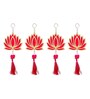 Pink Wood Lotus Flower Decorative Wall Hanging for Home Decor (Set of 4)