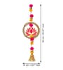 Maroon Wood Lotus in Golden Rings with Pom Pom, Bell Hangings Toran (Set of 6)