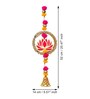 Maroon Wood Lotus in Golden Rings with Pom Pom, Bell Hangings Toran (Set of 8)