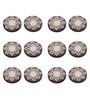 Multicolour Wood Round Wooden Block Print Tea Light Candle Holders (Set of 12)