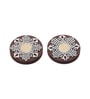 Multicolour Wood Round Wooden Block Print Tea Light Candle Holders (Set of 2)