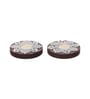 Multicolour Wood Round Wooden Block Print Tea Light Candle Holders (Set of 2)
