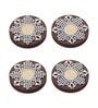 Multicolour Wood Round Wooden Block Print Tea Light Candle Holders (Set of 4)