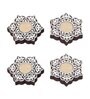 Multicolour Wood Wooden Floral Printing Block Decorative Tea Light Candle Holders (Set of 4)