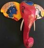 Multicolour Handmade & Handpainted Wooden Radha Krishna Elephant Head