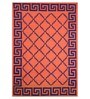 Orange Wool 5 ft X 8 ft Hand Woven Dhurrie