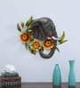 Multicolour Wrought Iron Painted Elephant Flowers 3D Wall Decor