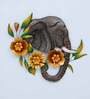 Multicolour Wrought Iron Painted Elephant Flowers 3D Wall Decor