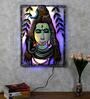 Multicolour Wrought Iron Painted Lord Shiva 3D Wall Art With Led