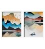 Mountains Multicolor Canvas Framed People and Places Art Print Set of 2