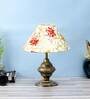 Multicolur Fabric Shade Table Lamp With Antique Base