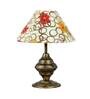 Multicolur Fabric Shade Table Lamp With Antique Base