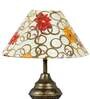 Multicolur Fabric Shade Table Lamp With Antique Base