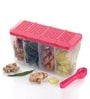 Multipurpose Plastic 4 Compartment Storage Airtight Container with 4 Spoons (1800 Ml)