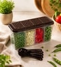Multipurpose Plastic 4 Compartment Storage Airtight Container with 4 Spoons (1800 Ml)