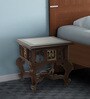 Munich Teak Wood Bedside Table in Walnut Finish