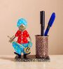 Musical Man Red & Blue Metal Pen Stand
