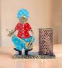 Musical Man Red & Blue Metal Pen Stand