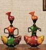 Multicolour Musician Iron Figurine Set of 2