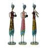 Iron Multicolor Lady Figurine Set of 3
