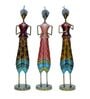 Iron Multicolor Lady Figurine Set of 3