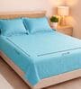 Blue Muslin 4 Layer Bedsheet Set With 1 Bedsheet & 4 Pillow Covers