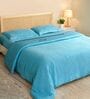 Blue Muslin 4 Layer King Duvet With Tulip Embroidery