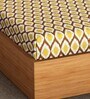 Mustard Abstract 144 TC 100% Cotton Fitted Bedsheet & 2 Pillow Covers