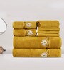 Mustard Cotton Patterned 500 GSM Towel Set 8 Pieces