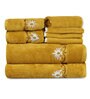 Mustard Cotton Patterned 500 GSM Towel Set 8 Pieces