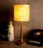 Mustard Flora Multicolor Satin Shade Table Lamp with Brown Base